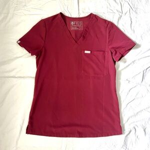 Figs Women's Burgundy Catarina V-Neck Scrub Top